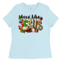 Baby Blue Christmas love like jesus Ladies Tee - FaDigitalArtStudio