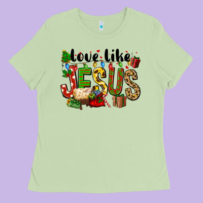 Christmas Love Like Jesus Ladies Tee Designed By Fadigitalartstudio