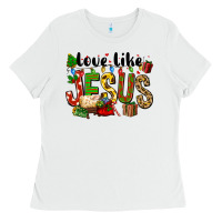 White Christmas love like jesus Ladies Tee - FaDigitalArtStudio