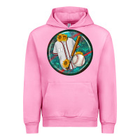 Fuchsia Pink baseball with sunflower round earrings Urban Hoodie - BundleAndBundleShop