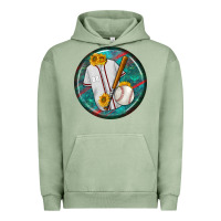 Pigment Oil Green baseball with sunflower round earrings Urban Hoodie - BundleAndBundleShop