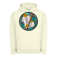 Pigment Pistachio baseball with sunflower round earrings Urban Hoodie - BundleAndBundleShop