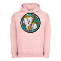 Pigment Salmon baseball with sunflower round earrings Urban Hoodie - BundleAndBundleShop
