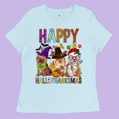 Happy Hallothankmas Dog Ladies Tee Designed By Fadigitalartstudio