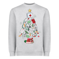 Heather Grey nurse christmas tree Heavyweight Sweatshirt - MaliasSmallBusiness