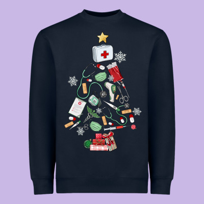 Nurse Christmas Tree Heavyweight Sweatshirt Designed By Maliassmallbusiness