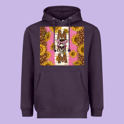 Skull Mom Sunflowers Heavyweight Hoodie Designed By Tumblerdesignbyshophia