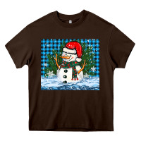 Chocolate Brown snowy christmas snowman Heavy Core Tee - BarkalooDesign