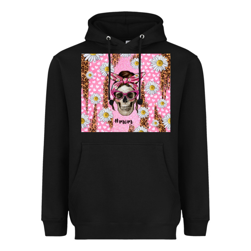 Skull Mom Pink Glitter With Daisy Heavyweight Hoodie by TumblerDesignByShophia | Teevron