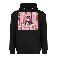 Black skull mom pink glitter with daisy Heavyweight Hoodie - TumblerDesignByShophia