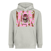 Moon Dust skull mom pink glitter with daisy Heavyweight Hoodie - TumblerDesignByShophia