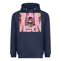 Navy skull mom pink glitter with daisy Heavyweight Hoodie - TumblerDesignByShophia
