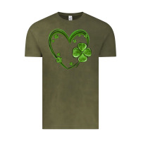 Vintage Olive st patricks day shamrock heart Vintage Tee - MaliasSmallBusiness