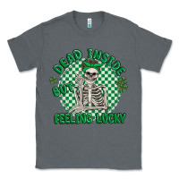 Charcoal Heather dead inside but feeling lucky Classic Tee - MaliasSmallBusiness