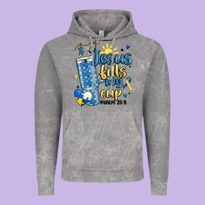 Down Syndrome Jesus Fills My Cup Vintage Hoodie Designed By Maliassmallbusiness