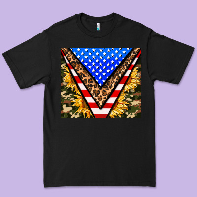 American Sunflower And Camouflage Premium Tee Designed By Adodesignshop
