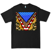 Black american sunflower and camouflage Premium Tee - AdoDesignShop