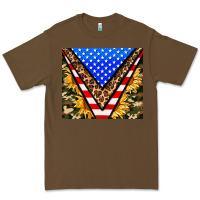 Cacao american sunflower and camouflage Premium Tee - AdoDesignShop