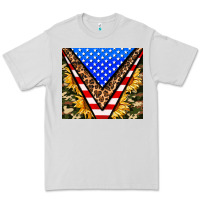 Dove Grey american sunflower and camouflage Premium Tee - AdoDesignShop