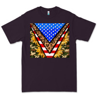 Plum american sunflower and camouflage Premium Tee - AdoDesignShop
