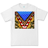 White american sunflower and camouflage Premium Tee - AdoDesignShop