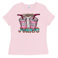 Bubblegum Pink loaded tea junkie Ladies Tee - CowhideDigitalArt