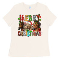 Bone Merry christmas horses Ladies Tee - FaDigitalArtStudio