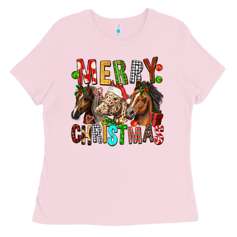 Merry Christmas Horses Ladies Tee by FaDigitalArtStudio | Teevron
