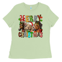Matcha Merry christmas horses Ladies Tee - FaDigitalArtStudio