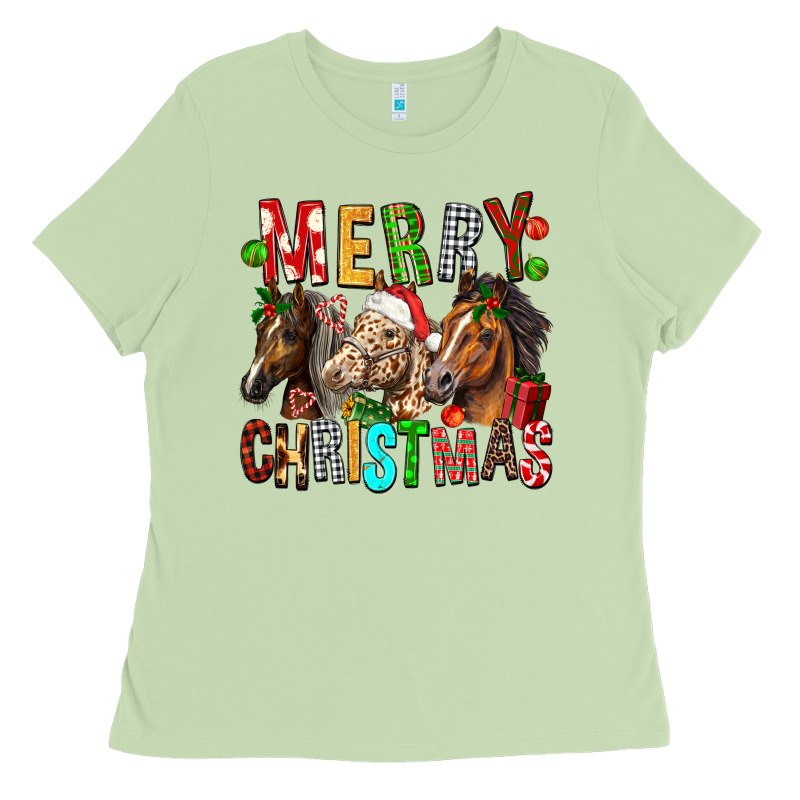Merry Christmas Horses Ladies Tee by FaDigitalArtStudio | Teevron