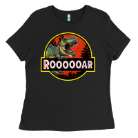 Black t rex roaring Ladies Tee - RanaPortraitStore