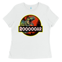 White t rex roaring Ladies Tee - RanaPortraitStore