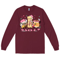 Burgundy mexican christmas pan dulce cartoon characters Long Sleeve Tee - MaliasSmallBusiness