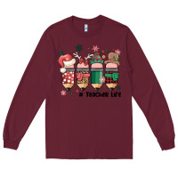Burgundy teacher christmas Long Sleeve Tee - MaliasSmallBusiness