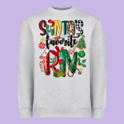 Santas Favorite Registered Nurse Heavyweight Sweatshirt Designed By Maliassmallbusiness