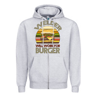 Heather Grey Welder Wıll Work For Burger Zipper Hoodie - Bettercallsaul