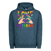Pigment Midnight Navy Love Is Freedom Urban Hoodie - BundleAndBundleShop