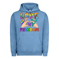 Pigment Pebble Blue Love Is Freedom Urban Hoodie - BundleAndBundleShop