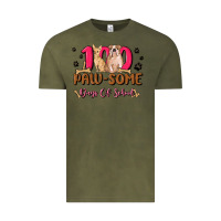 Vintage Olive 100 paw some days of school Vintage Tee - MaliasSmallBusiness