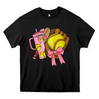 Black softball coquette bow Heavy Core Tee - JahusDesignShop