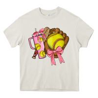Cream softball coquette bow Heavy Core Tee - JahusDesignShop