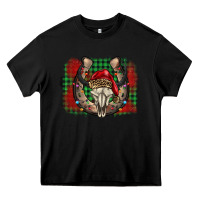 Black christmas horseshoe bull skull Heavy Core Tee - BarkalooDesign