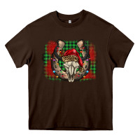 Chocolate Brown christmas horseshoe bull skull Heavy Core Tee - BarkalooDesign