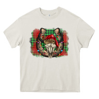 Cream christmas horseshoe bull skull Heavy Core Tee - BarkalooDesign