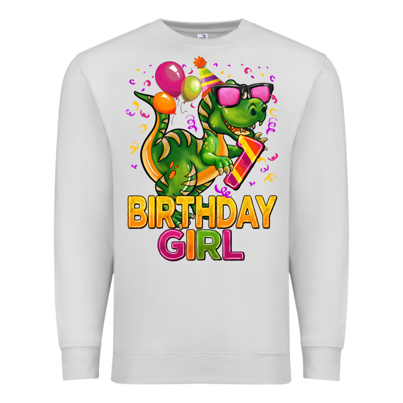 1st Birthday Girl T Rex Pink Premium Sweatshirt by CowGirlArtShop | Teevron