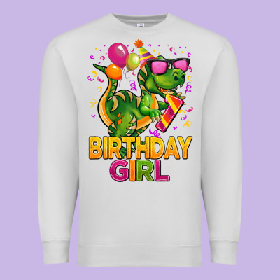 1st Birthday Girl T Rex Pink Premium Sweatshirt Designed By Cowgirlartshop
