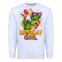 White 1st birthday girl t rex pink Premium Sweatshirt - CowGirlArtShop