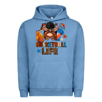 Pigment Pebble Blue basketball life messy bun Urban Hoodie - FaDigitalArtStudio