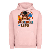 Pigment Salmon basketball life messy bun Urban Hoodie - FaDigitalArtStudio