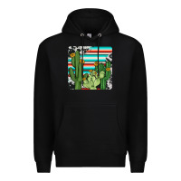Black cactus cowhide coaster Premium Hoodie - JahusDesignShop